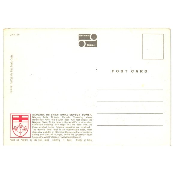 Vintage Postcard Skylon Tower Niagara Falls Ontario Canada Restaurant Tourist - Picture 2 of 2